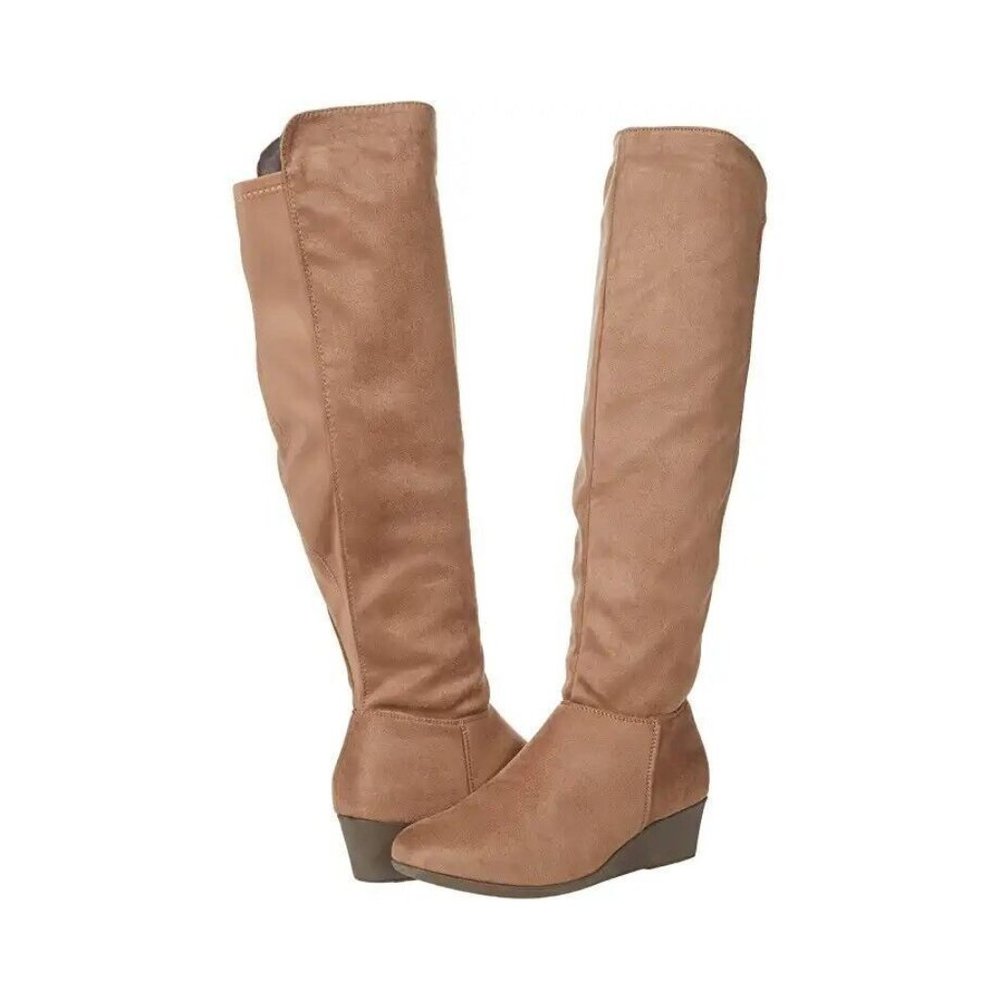 CL by Chinese Laundry Tan Heeled Boots with Suede Finish